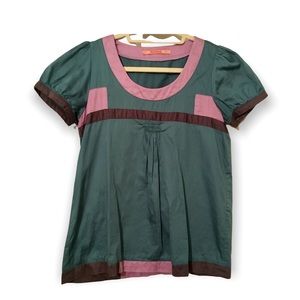 Shyde teal and purple color-block Short Sleeve top